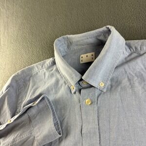 Asket Oxford Shirt Men's L Blue Organic OCBD Pocket Office Casual Button Down